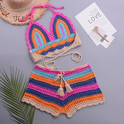Rainbow Crochet Bikini Set