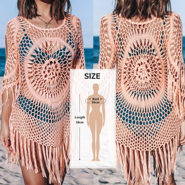 Crochet Cover Up with Fringe Trim